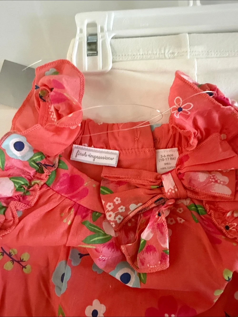 First Impressions Coral Floral Top with White Leggings Kids Matching Set